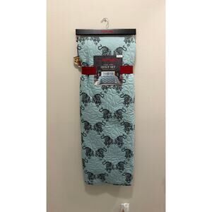 Ed Hardy 3-Piece Queen Quilt Set – Light Blue Tiger Tattoo Print – NWT